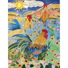 11"x14" Three Roosters