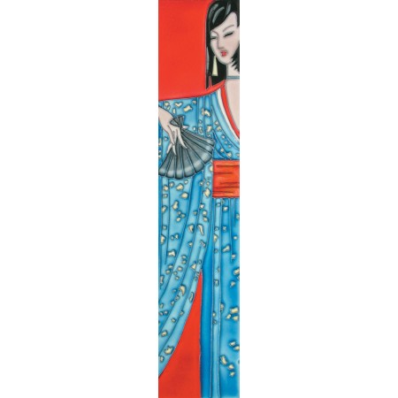  3" X 16"  Japanese in Blue Kimono