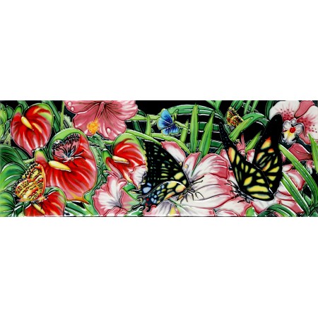  6" X 16" Butterfly with Pink Orchids